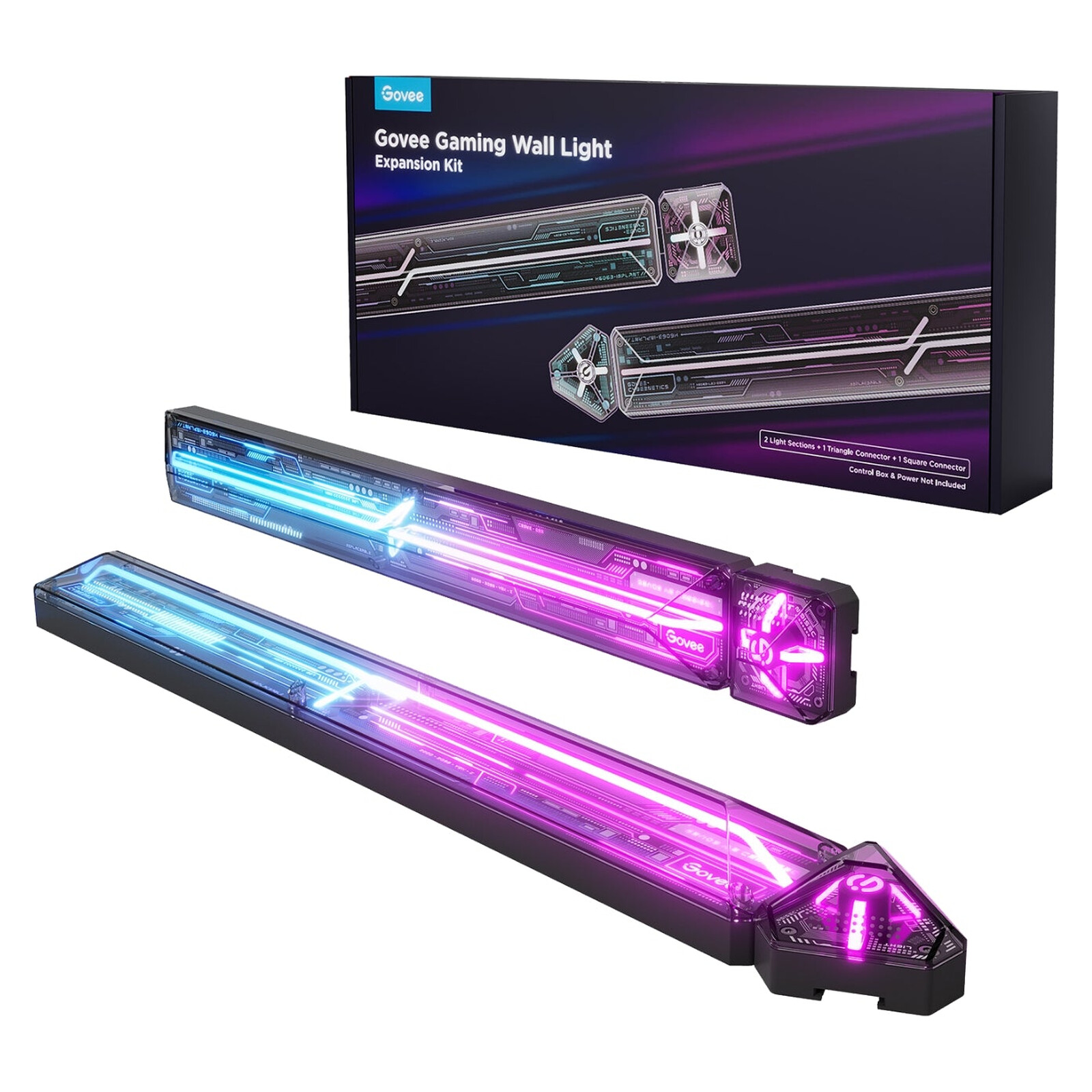 Lighting Govee Gaming Wall Light Expansion Kit H6063, 2 Light Sections + 2 Connectors, RGBIC, H10630A5
