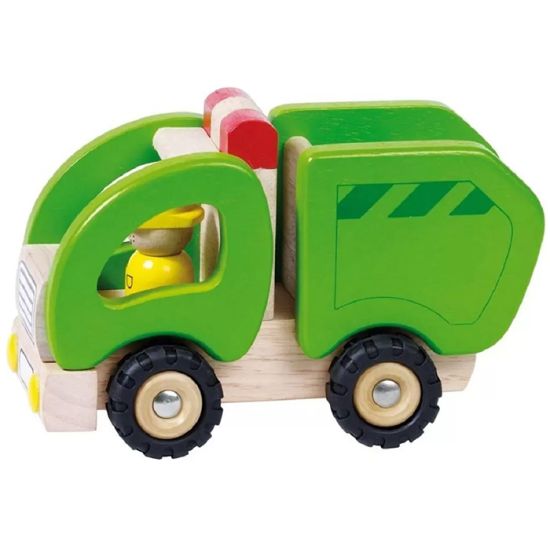 Wooden garbage truck goki Machine wooden Garbage truck (green) 55964G