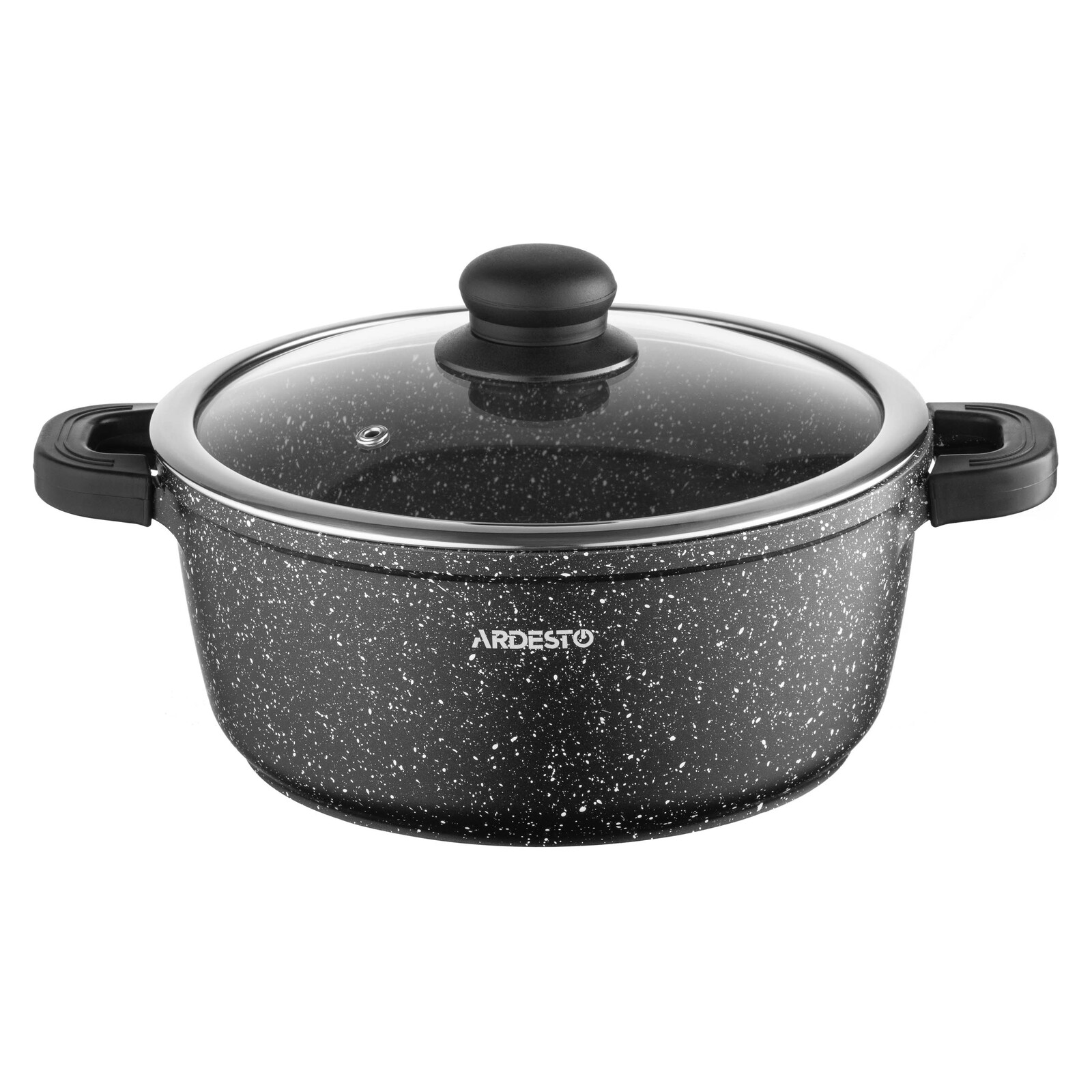 Casserole ARDESTO AR2430GE Gemini Anzio with glass lid, 3.1l, 22cm, aluminium, black