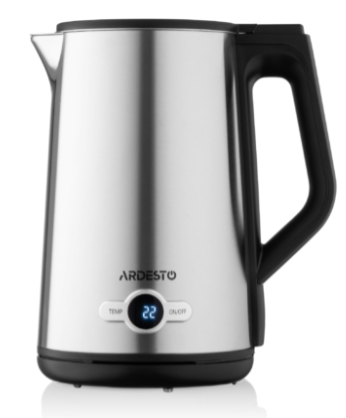 ელექტრო ჩაიდანი Ardesto Electric kettle Steel Collection EKL-X52E, 1.7L, LED display, double-walled, STRIX, silver