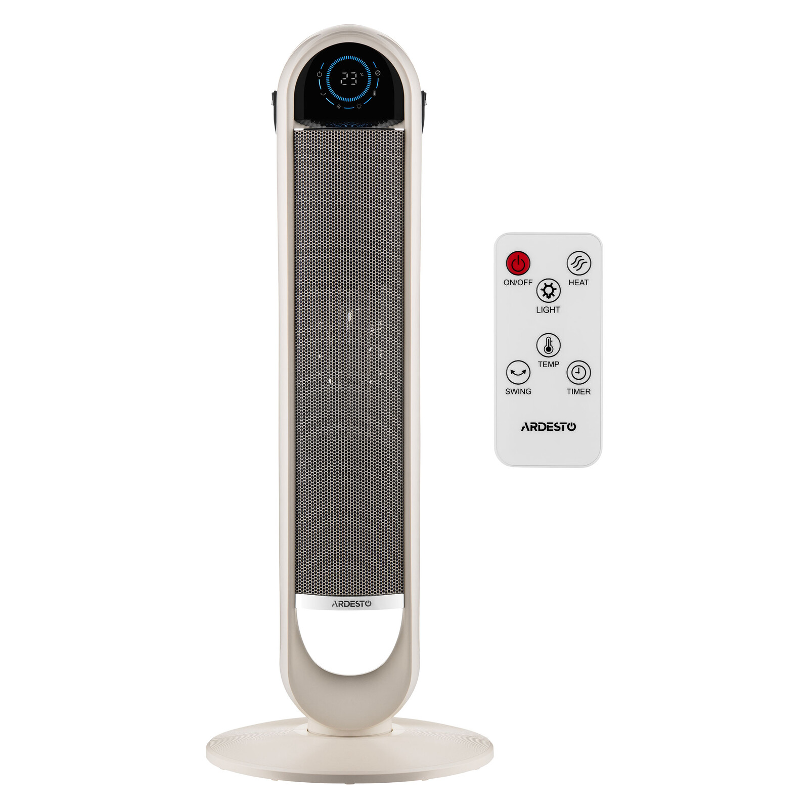 Fan Heater ARDESTO FHC-2000ECWH, 2000W, 20 m², Ceramic Heating Element, Electronic Control, Remote Control, White