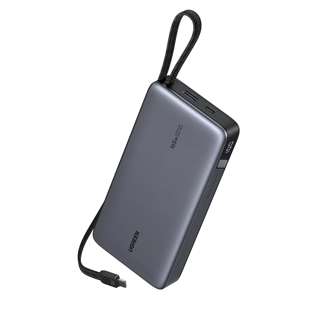პორტატული დამტენი UGREEN PB552 (55995B) Nexode, 25000mAh, Type-C, USB, Power Bank With Built-in Type-C Cable, Grey