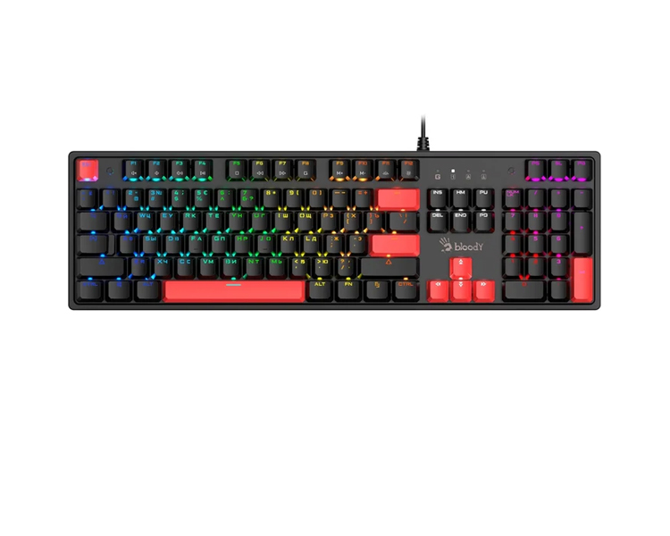 კლავიატურა: A4Tech Bloody S520N Mechanical Red Plus Switch RGB Gaming Keyboard Fire Black