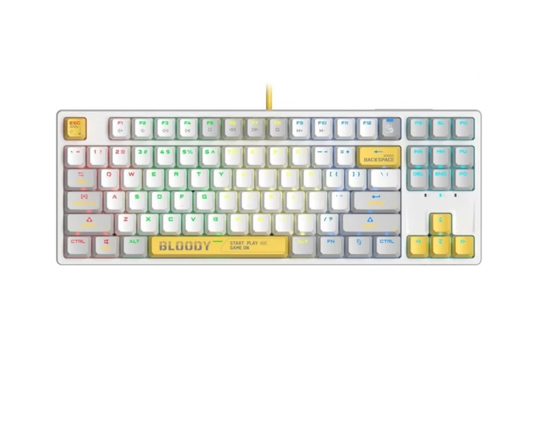 კლავიატურა: A4Tech Bloody S87 RGB Mechanical Red Plus Switch Keyboard Energy White