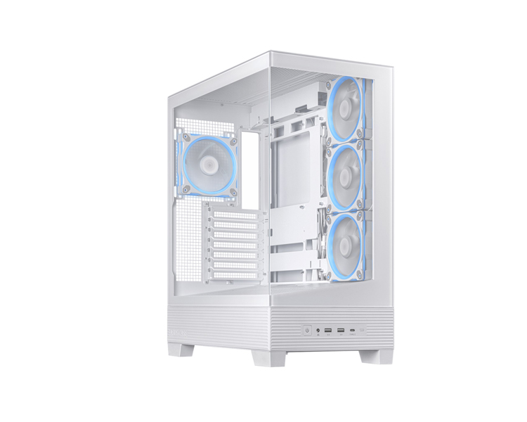 ASUS A31 PLUS Mid Tower ქეისი — თეთრი, 4x120mm ARGB ვენტილატორებით