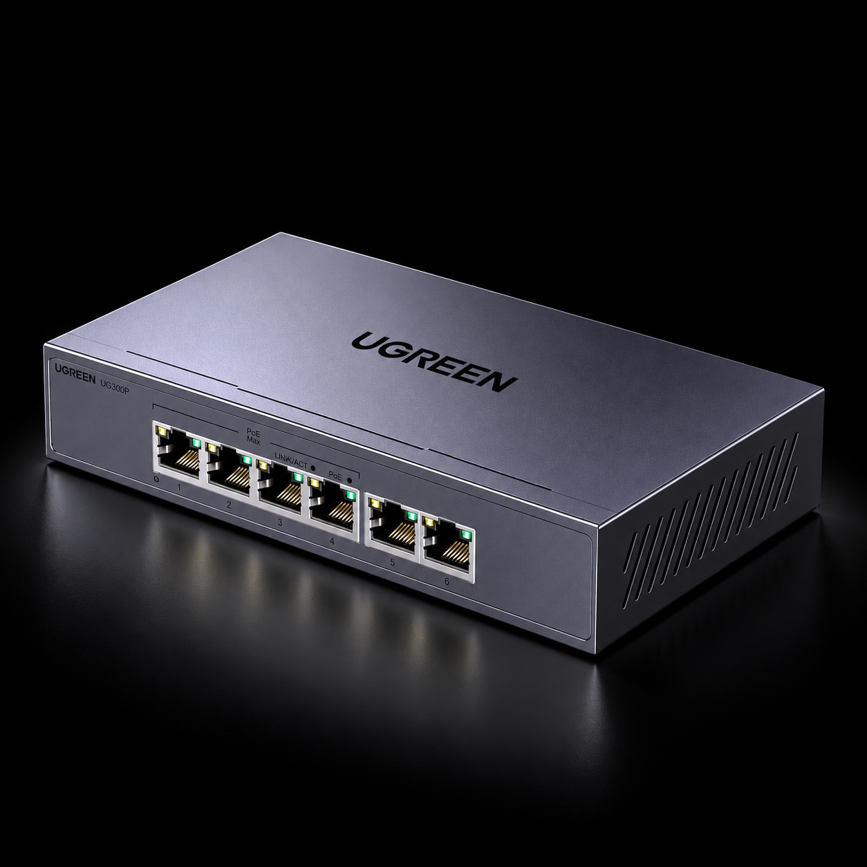 სვიჩი UGREEN CM741 (35371EU), 6-Port Gigabit, PoE+ Switch, Grey