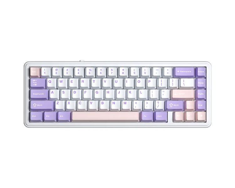 კლავიატურა: AULA F65 Wireless Mechanical Keyboard Pink/White/Purple (Nimbus switch)