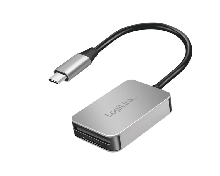 Logilink CR0050 დუალური ბარათის წამკითხველი USB‑C  SD microSD ალუმინი