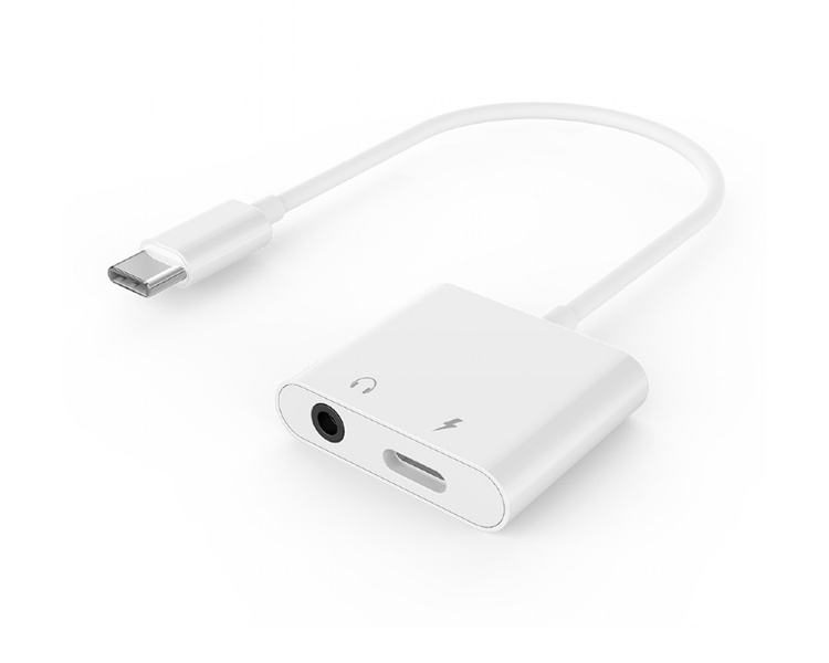 Gembird A-CM-3.5FP-01 — აუდიო ადაპტერი (USB Type-C → 3.5 მმ) + დენის სოკეტი