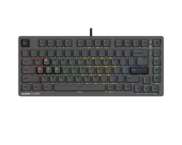 კლავიატურა: A4Tech Bloody MS76 RGB Magnetic Switch Gaming Mechanical Keyboard Iron Grey